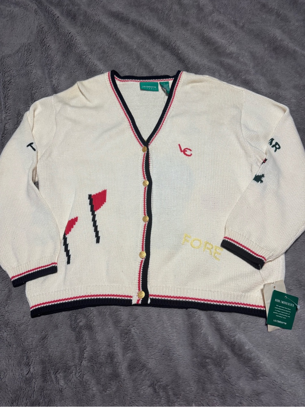 Vintage Liz Claiborne Golf Cardigan Sweater